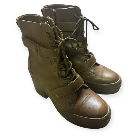 Limelight Women's Jazzie Brown Lace Up Zipper Platform Boots - Picture 3 of 8